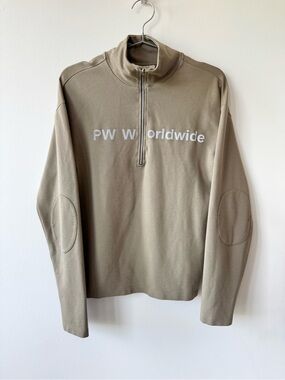 Paloma Wool ‘Hugo’ Unisex Khaki Half-Zip High Neck Sweatshirt - Small